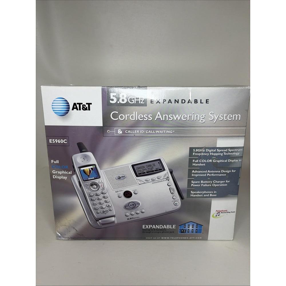 at&t e5960c 5.8 ghz cordless main base for e580-1 e580-2 handset New In Box
